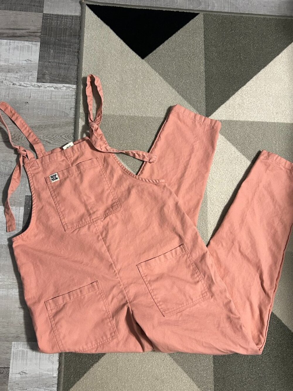 Lucy & Yak Original Dungaree Overalls Soft Coral Organic Cotton Women's US 8L